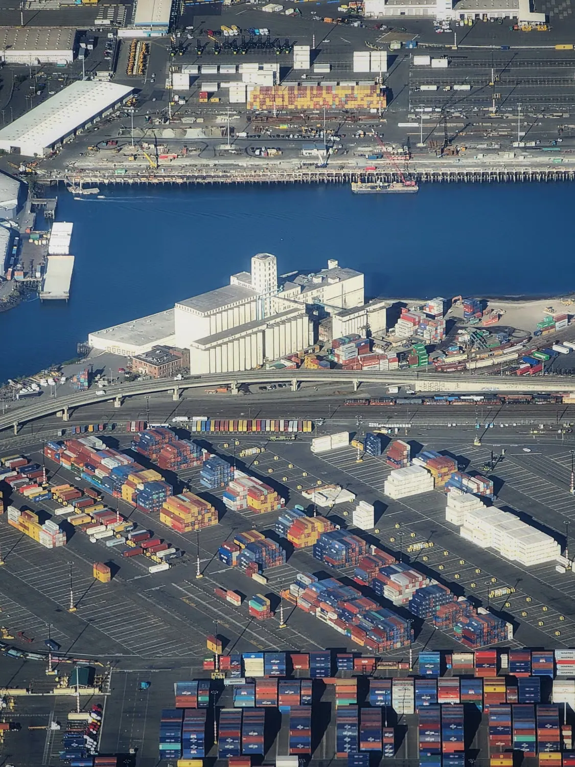 Shipping containers at a port
