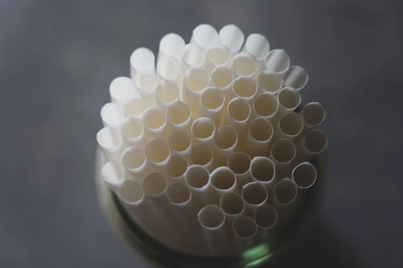 Close-up of white paper straws