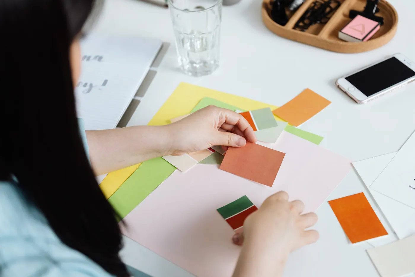 Colour swatches on a design desk